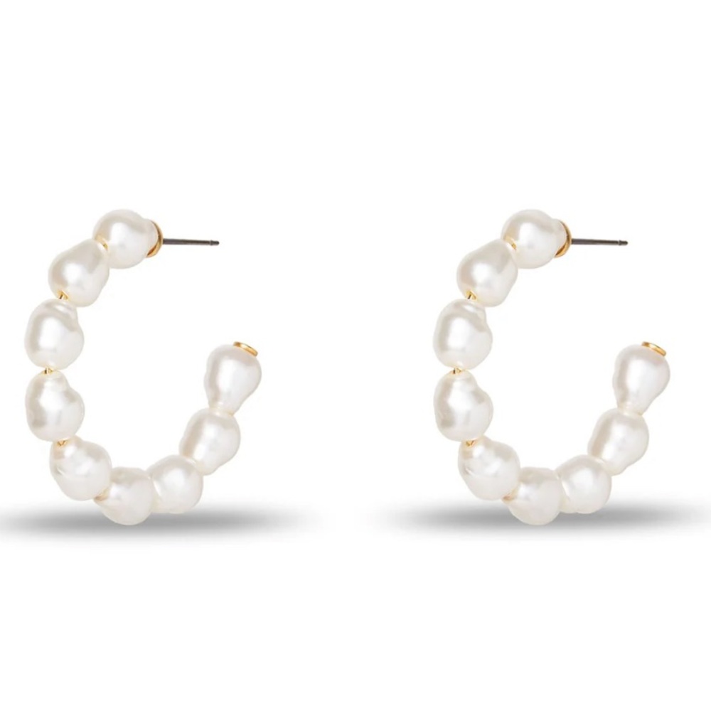Lele Sadoughi Keepsake Stardust Pearl Hoop Earrings